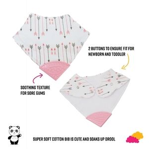 2 Pack Pink cotton soft bib baby girl teether